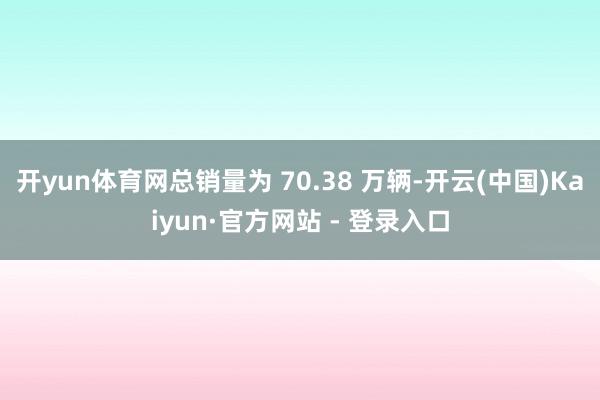 开yun体育网总销量为 70.38 万辆-开云(中国)Kaiyun·官方网站 - 登录入口