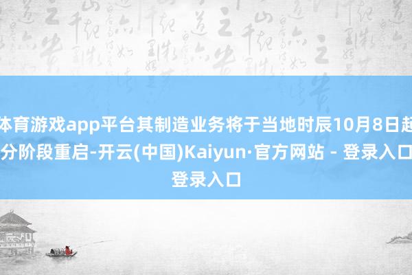 体育游戏app平台其制造业务将于当地时辰10月8日起分阶段重启-开云(中国)Kaiyun·官方网站 - 登录入口