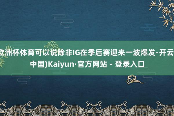 欧洲杯体育可以说除非IG在季后赛迎来一波爆发-开云(中国)Kaiyun·官方网站 - 登录入口