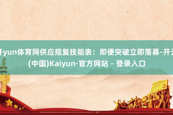 开yun体育网供应规复技能表：即便突破立即落幕-开云(中国)Kaiyun·官方网站 - 登录入口